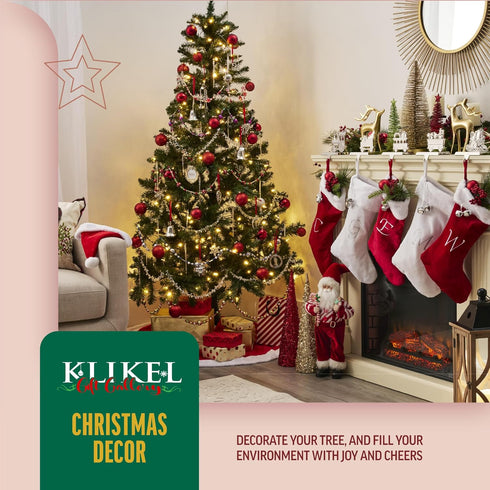 Set 2 Klikel Train Stocking Hanger of - Shiny Silver Metal Christmas Stocking Holder for Fireplace Mantle - Heavy Duty