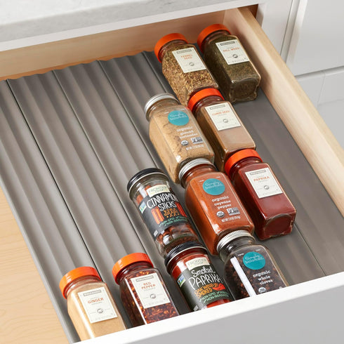 YouCopia SpiceLiner Spice Rack Drawer Organizer, Universal Fit 10’ Roll, Gray