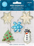 R&M International Mini Snowfall Cookie Cutters, 5-Piece Set, Snowman, Tree, 3 Snowflakes