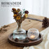 Wooden Decorative Tray Candle Holder: Romadedi Round Wood Tray Home Decor, Small Rustic Trays for Coffee Table