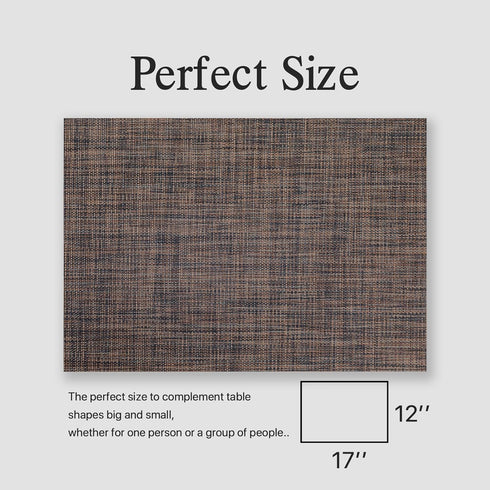 onebento Set 4 Placemats of - Easy Clean Woven Vinyl Placemats for Dining Table, Indoor/Outdoor Place Mats, Washable