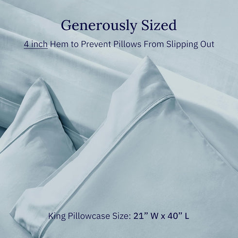 California Design Den King Size Pillowcase Set – 400 Thread Count, 100% Cotton Sateen, Luxury Set of 2, Sky Blue