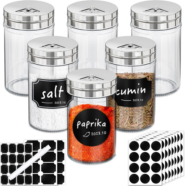 Segarty Glass Spice Jars Set, 6 Pack 3oz with Labels and Chalk Marker, Empty Spice Containers