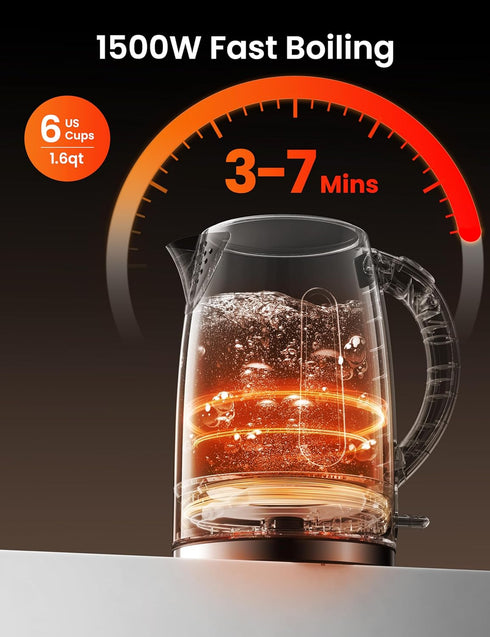6 Presets, 1-Hr 1.7 1500W COMFEE' Stainless Steel Electric Kettle, Temperature Control with Keep Warm, Kettle Water