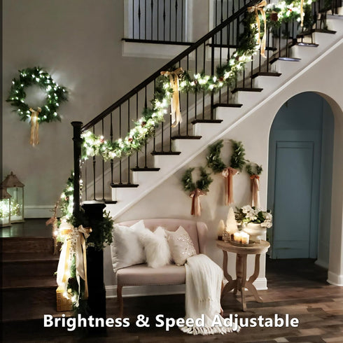 33ft 100 Dimmable Brizled Color Changing Christmas Lights, LED RGB Red White Blue Light String with Remote, Mini Light