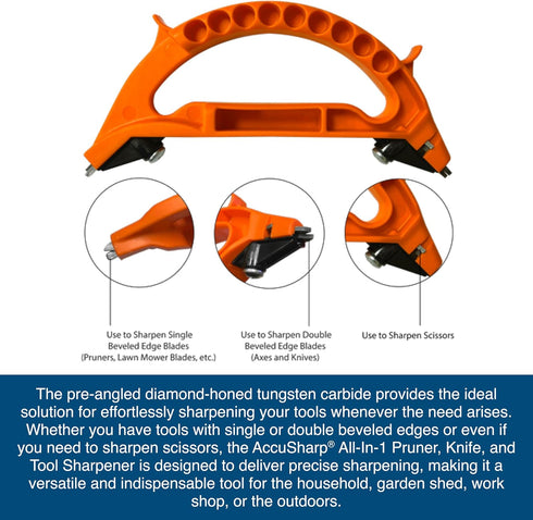 AccuSharp All-in-One Sharpener, All Purpose Sharpener for Knives, Scissors, Garden Tools, Sharpens & Restores Serrated
