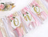 Agkvw 1st 1st Pink and Gold High Chair Banner- Floral and Butterfly One Highchair Banner, Birthday Party Decoration