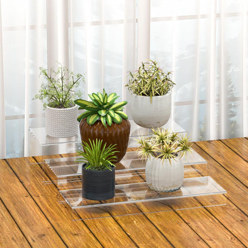 3pcs, 12-1'', 2'', 3'' Sezanrpt Rectangular Acrylic Display Risers Stands Dessert Table Display Rack, Clear Display