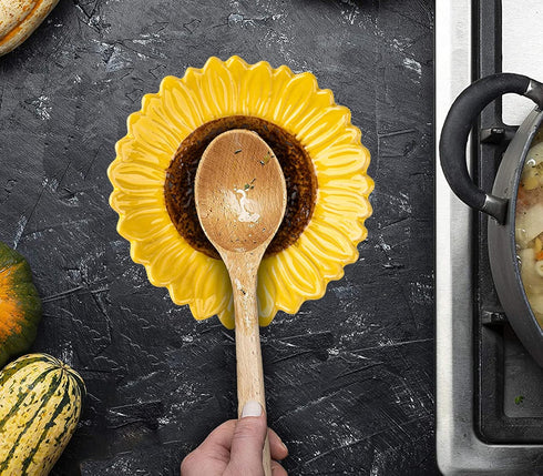 Sunflower Shaped Ceramic Spoon Rest, 2 PCS for Stove Top and Counter