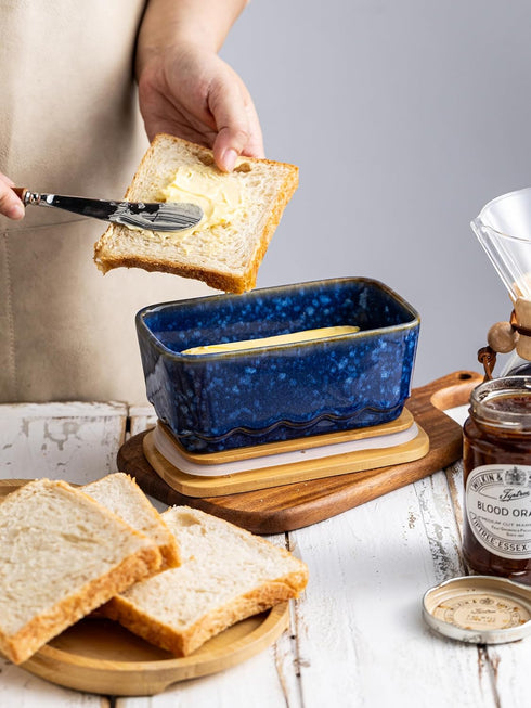 Countertop, Ceramic Butter Dish with Lid, Covered Butter Dish for Airtight Butter Holder Crock with Airtight Seal