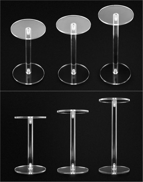 2 Sets QWORK Round Acrylic Display Stand, Premium Clear Round Riser Stands