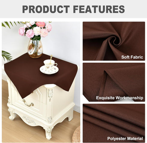 2 Pack 24 24 Inch Small Square Tablecloth x Washable Polyester Table Cloth Solid Chocolate Heavy Duty Fabric End Table