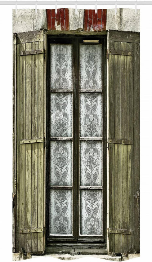 Ambesonne Country Stall Shower Curtain - European French Window Antique Design, Fabric Bathroom Decor, 36" W x 72" L