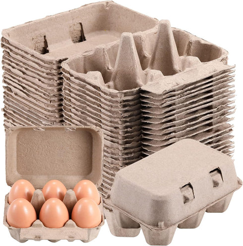 LayHyand Half Dozen Vintage Egg Cartons 25 Pack, Blank Natural Pulp 6 Count