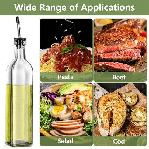 Leaflai 2 Set 2 4 Labels,1 1 (500ml) Olive Oil Dispenser Bottle, Pcs Glass Olive Oil Dispenser and Vinegar Dispenser