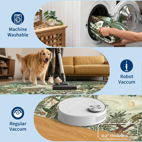 4x6 GarveeHome Washable Area Rug for Kids Room, Jungle Animal Soft Bedroom Rug Non Slip Low Pile Small Carpet Stain