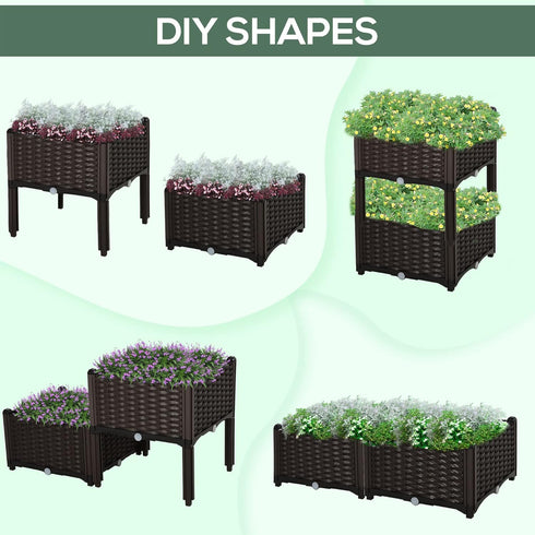 2 Outsunny Piece Raised Garden Bed with Legs, Planter Box Raised Bed to Grow Flowers, Herbs & Vegetables, Brown