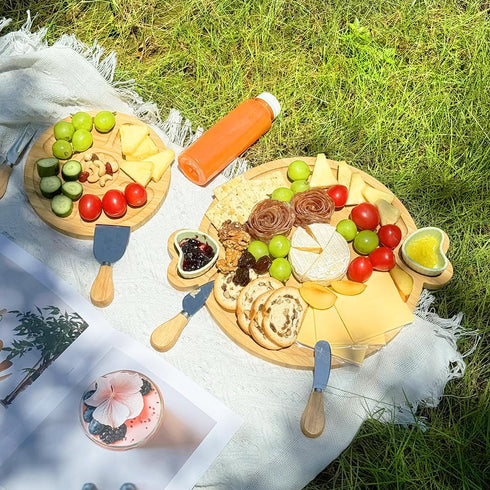 Charcuterie Boards Gift Set: Bamboo Cheese Board Set - Unique Gifts for Mom, Housewarming, Wedding, Bridal Shower
