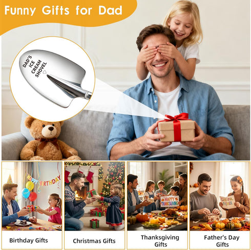 Fodfgxf Father's Day Gifts for Dad from Daughter Son, Dad Birthday Gift, Engraved Dads Ice Cream Shovel, Dad Gift from