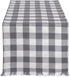 DII Heavyweight Fringed Check Table Runner, 14x108, Gray - Tabletop Collection