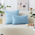 Home Brilliant Blue Throw Pillow for Couch, Stripe Velvet Corduroy Euro Sham, 24 x 24 inch