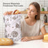 Yolysudo 2 Pack 17''x 13" Reusable Vintage Floral Beeswax Bread Bag for Sourdough, Large Beeswax Lined Cotton Homemade