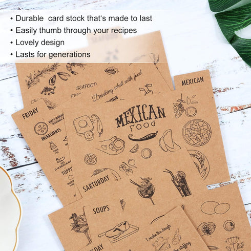 Outus 36 Pieces Recipe Card Dividers Tabs: 24 Labelled and 12 Blank Tabs with 60 Adhesive Labels for 4 x 6 Inch Cards.