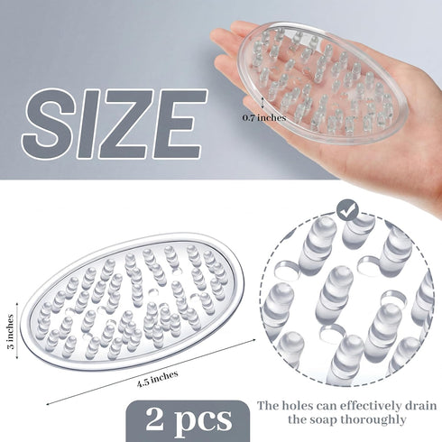2 Counter, 4.5 3 0.7 Inches Pcs Plastic Soap Holder Soap Dish Bar Saver Tray with Holes Sponge Holder for Kitchen