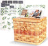 Primo Lines Bamboo Recipe Box with 2 Slots, 25 Recipe Cards, 12 Dividers, Wicker Picnicbasket Set