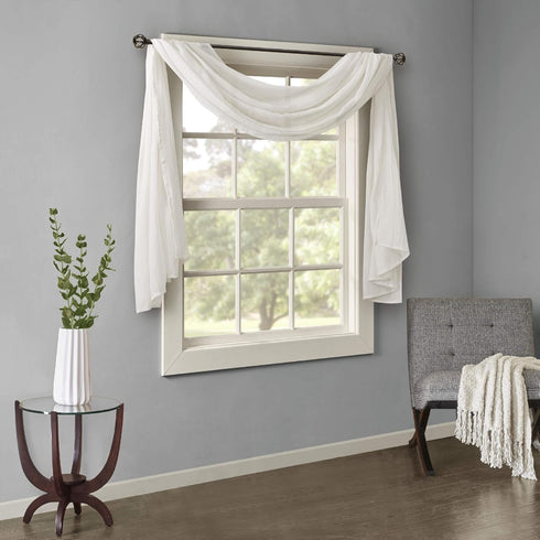 Madison Park Harper Sheer Curtain for Living Room, Lightweight Window Treatment 42" x 144", White