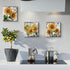 Sunflower Wall Art Bathroom Decor - Rustic Kitchen Yellow Flower Canvas Prints, 12x12" 4Pcs