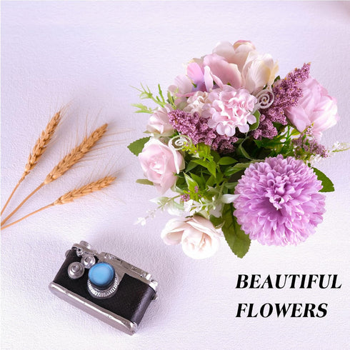 Meyerascal Artificial Potted Flowers, Small Ceramic Vase Fake Flower Plants Desktop Decoration Indoor for Home