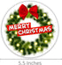 Merry Christmas Wreath Seasonal Magnet, Holiday Decoration for Refrigerator and Car, 5.5 Inches