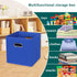 Black Foldable Storage Cubes Bins, Set of 6 Fabric Organizer Baskets with Dual Handles (Dark Blue)