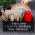 Small Paper Plate Holder Utensil Caddy Organizer for Countertop, Kitchen Silverware Cups, Forks, Spoons, Napkins, Wood