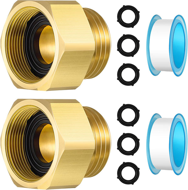 Dreyoo 2 Pack Hose Bib Brass Adapter, 1-1/16 Inch Fine Thread Female