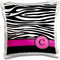 3dRose Letter C Monogrammed Black and White Zebra Stripes Animal Print with Hot Pink Personalized Initial Pillow Case,