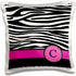 3dRose Letter C Monogrammed Black and White Zebra Stripes Animal Print with Hot Pink Personalized Initial Pillow Case,