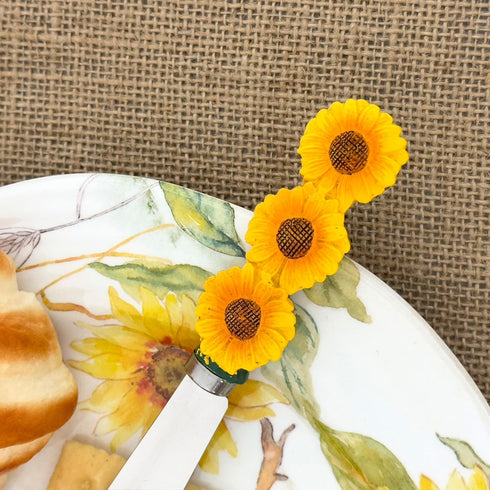 Supreme Housewares Sunflower Cheese Spreaders, Set of 4, Hand-Painted Resin Handles