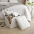15 Inch Urban Lifestyle Mongolian Fur Collapsible Storage Ottoman Square Soft White Modern Multipurpose Footrest Bench