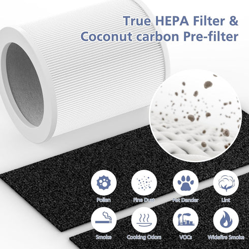 H-HF400-VP Replacement Filter Kit, Compatible with Hunt-er H-HF400-VP H-PF400, 2 True HEPA Filters + 8 Pre-Filters