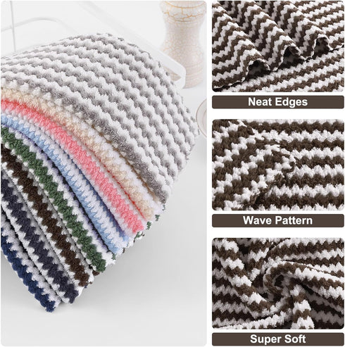 Towels(12 Pack, 10 20 inches), Homaxy Kitchen x Ultra Soft and Absorbent Dish Towels, Reusable Fast Drying Microfiber