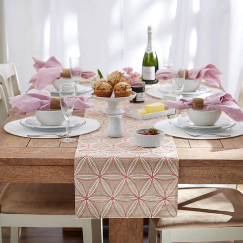 DII Polyester Embroidered Table Runner for Spring Garden Party, Summer BBQ, Baby Showers, Everyday Use - 14x70, Flowers