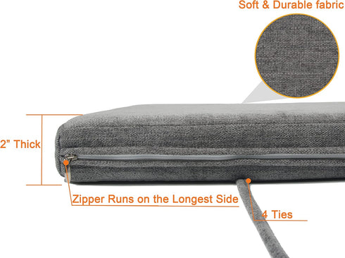 Swing/Settee 36 Inch 36"x18"x2" Loveboat Cushion Bench Cushion Non-Slip Bench Pad Navy