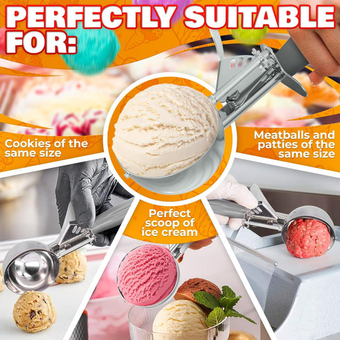 4 oz Ice Cream Scoop with Trigger Release #8, Stainless Steel Tool for Baking, Cookies, and Desserts, Easy-to-Clean