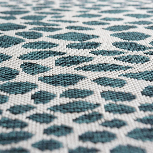 Unique Loom Outdoor Collection Area Rug - Cape Town, Teal/Ivory (2' 2" x 3' 1" Rectangle)