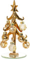 Red Co. 6.25" Mini Gold Metallic Glass Christmas Tree Decoration, Tabletop with Glittered Removable Ornaments