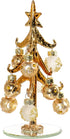 Red Co. 6.25" Mini Gold Metallic Glass Christmas Tree Decoration, Tabletop with Glittered Removable Ornaments