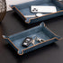 Set 2 Navaris Faux Leather Tray - Valet Organizer Trays for Bedside Table Desk with Dividers- Store Keys, Change
