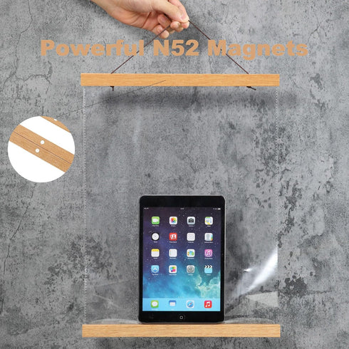 FALAMON 2 Pack Magnetic Poster Hanger Frame - 11x14, 11x17, 11x22 Teak Wood for Hanging Artwork